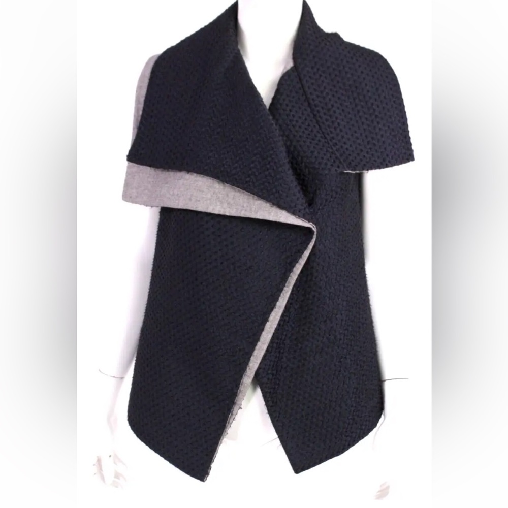 Lela Rose Blue and Gray Wool Tweed Layered Vest